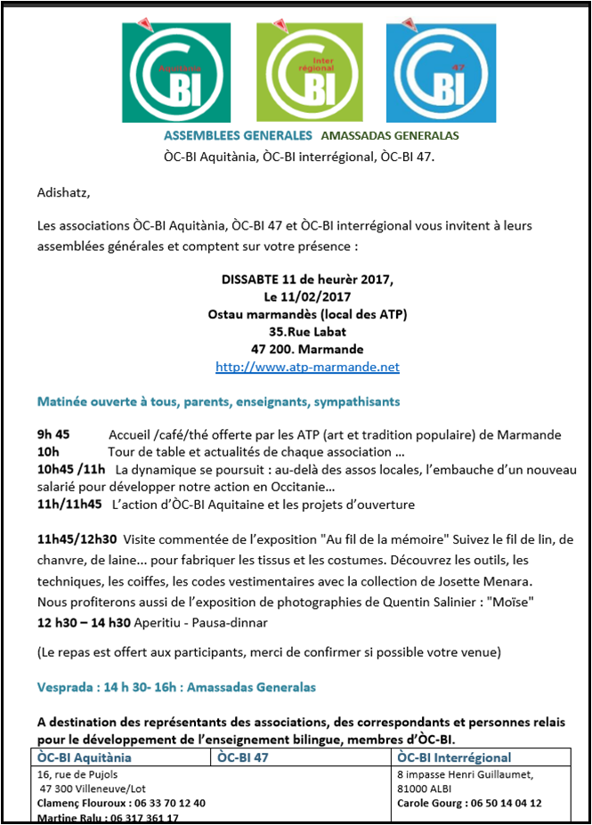 Assemblée générales ÒC-BI à l’Ostau