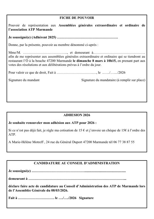 Fiche pouvoir adhésion membre Ca 2026 site atp