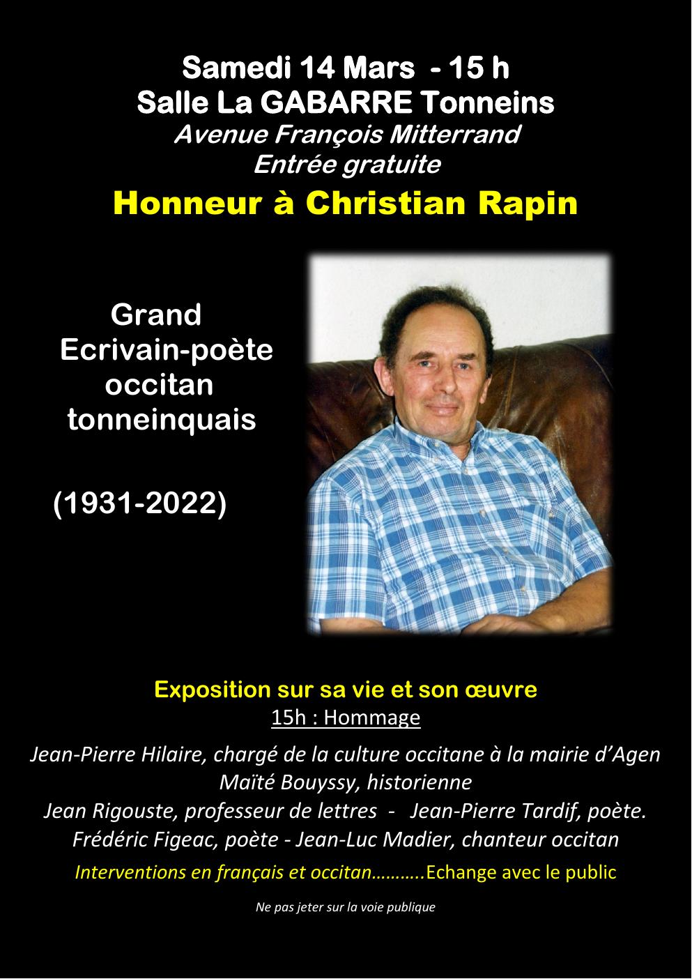 Hommage à Christian Rapin